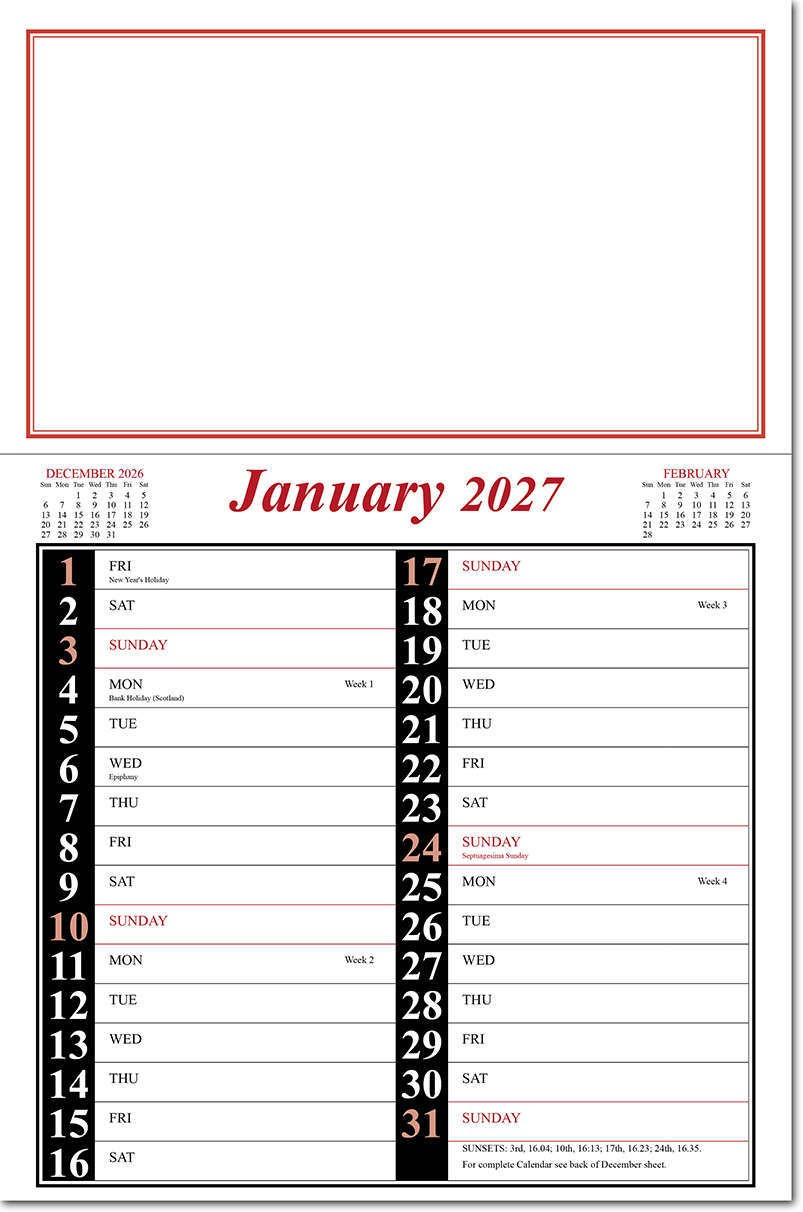 Appointment Memo Calendar - Red and Black