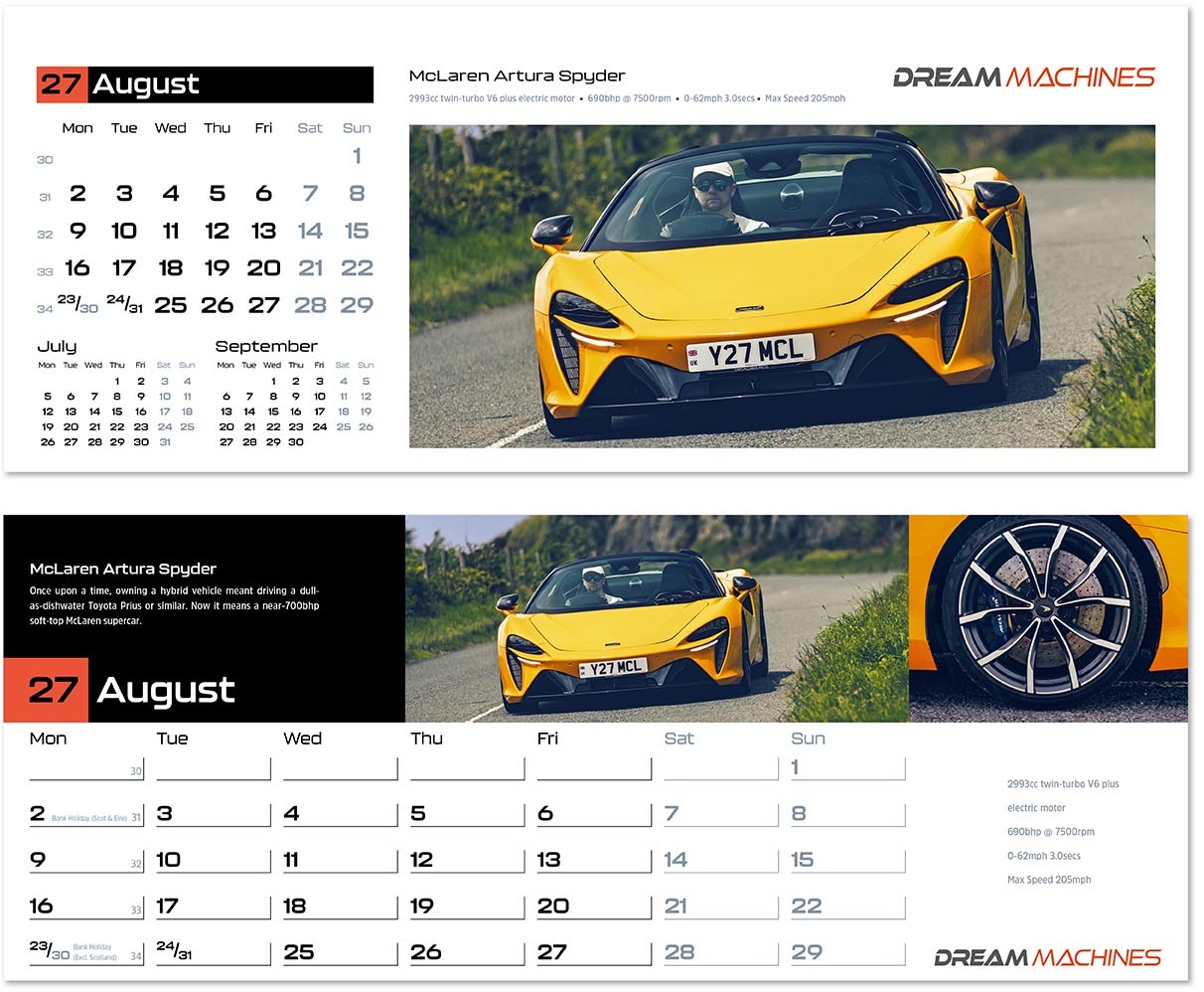 Dream Machines Premium Lined Easel Desk Calendar