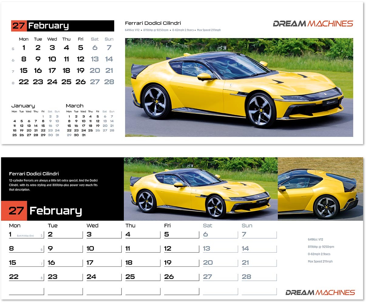 Dream Machines Premium Lined Easel Desk Calendar