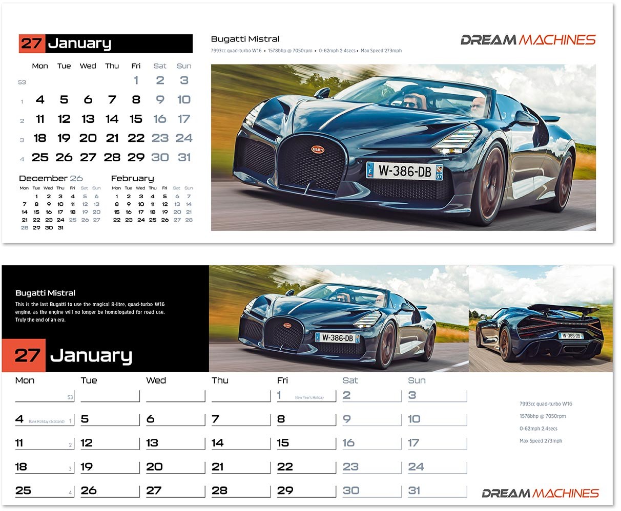 Dream Machines Premium Lined Easel Desk Calendar