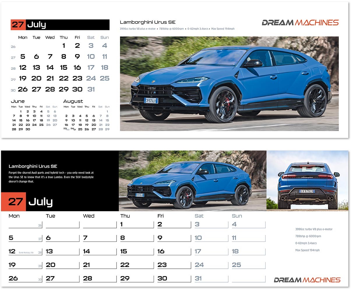 Dream Machines Premium Lined Easel Desk Calendar