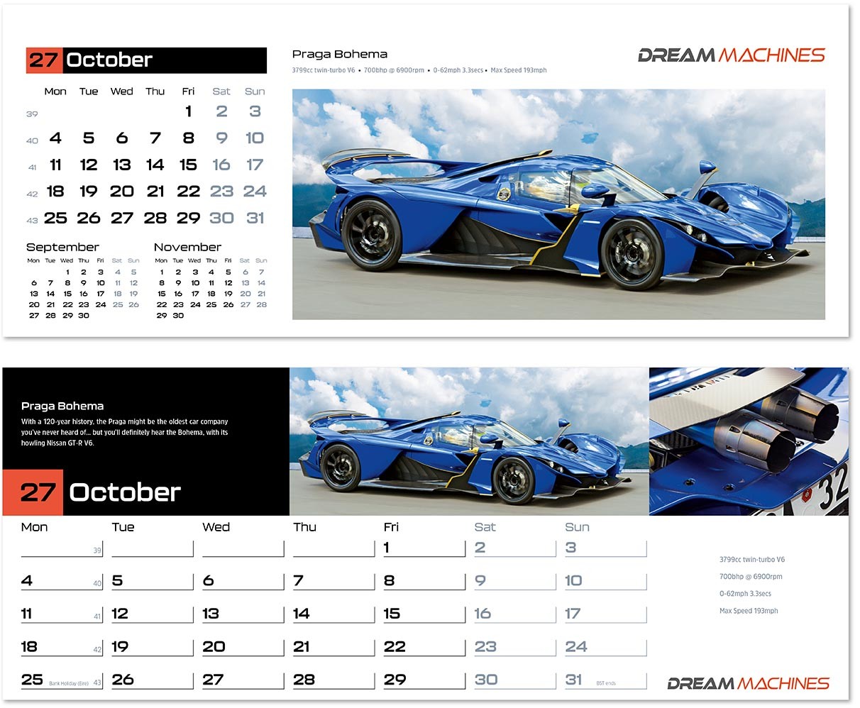 Dream Machines Premium Lined Easel Desk Calendar