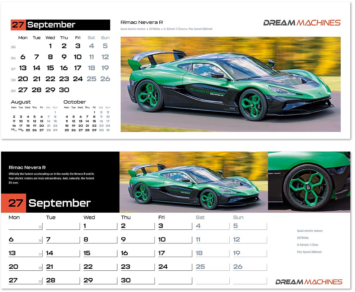 Dream Machines Premium Lined Easel Desk Calendar