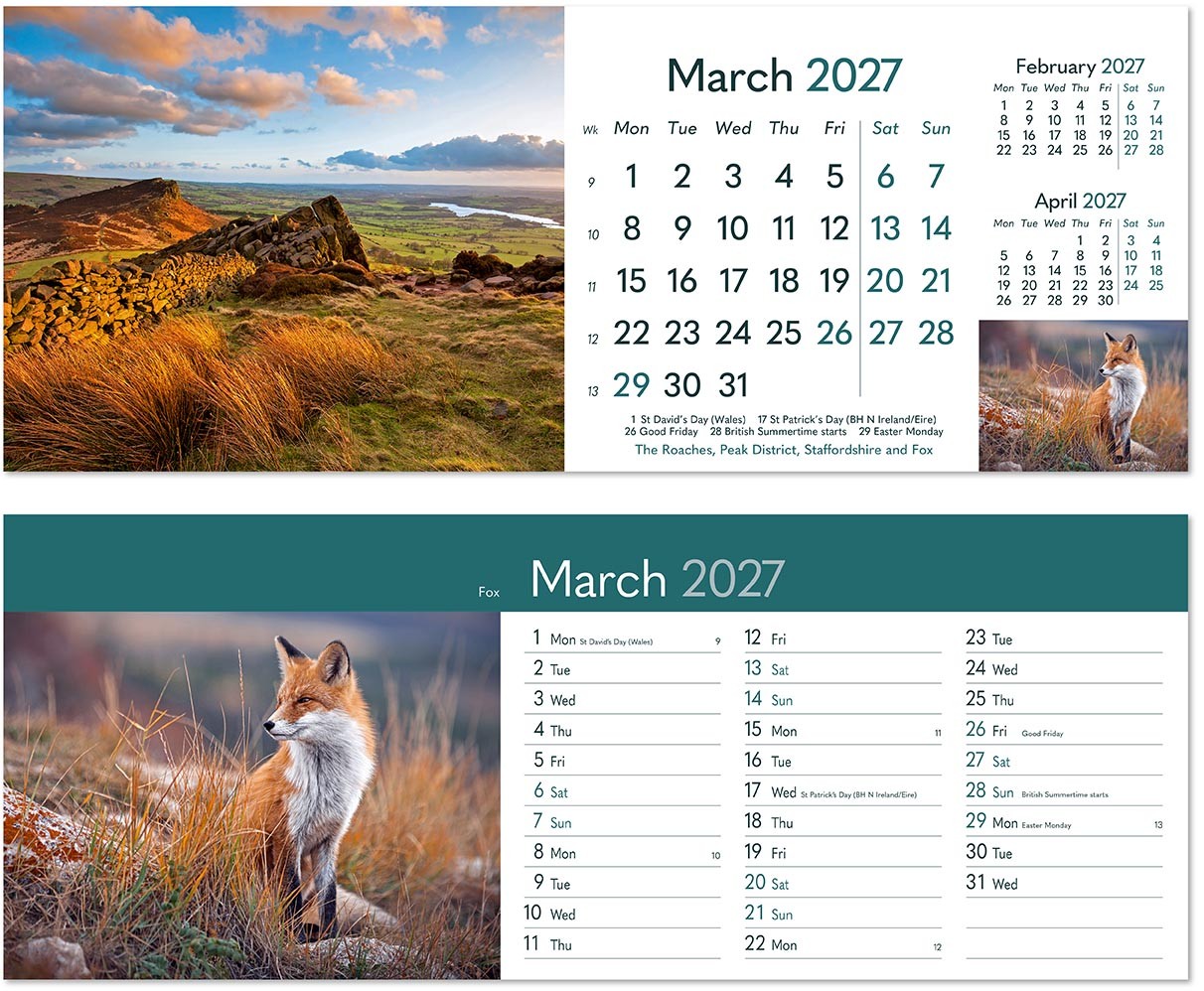 Rural Britain Premium Lined Easel Desk Calendar