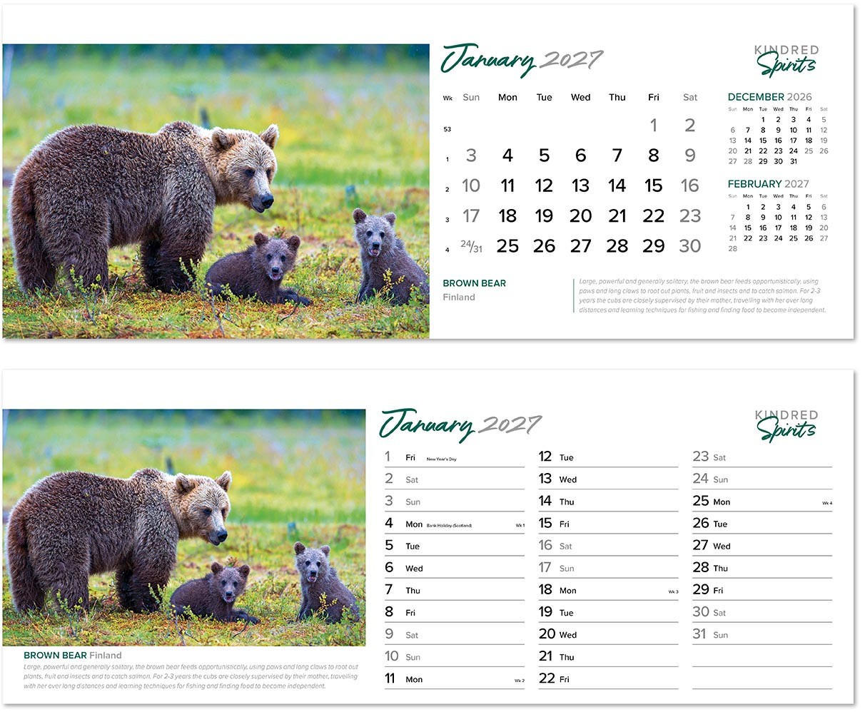 Kindred Spirits Premium Lined Easel Desk Calendar