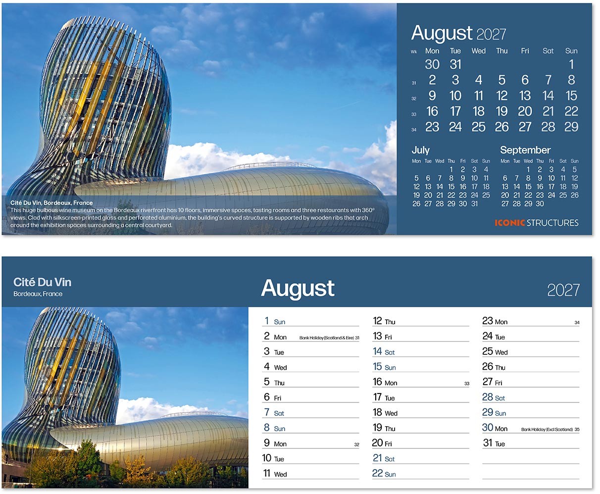 Iconic Structures Premium Lined Easel Desk Calendar