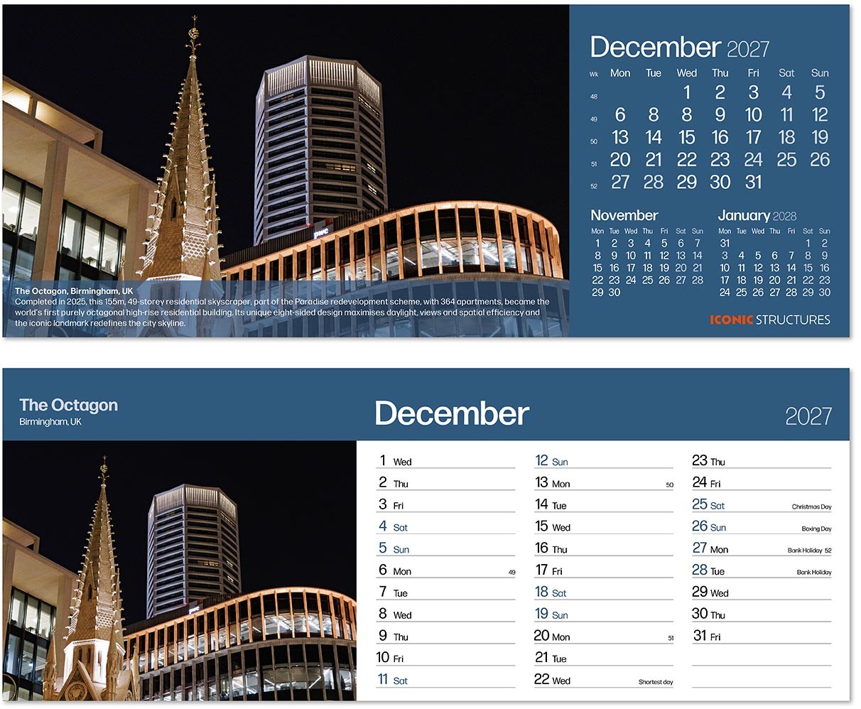 Iconic Structures Premium Lined Easel Desk Calendar