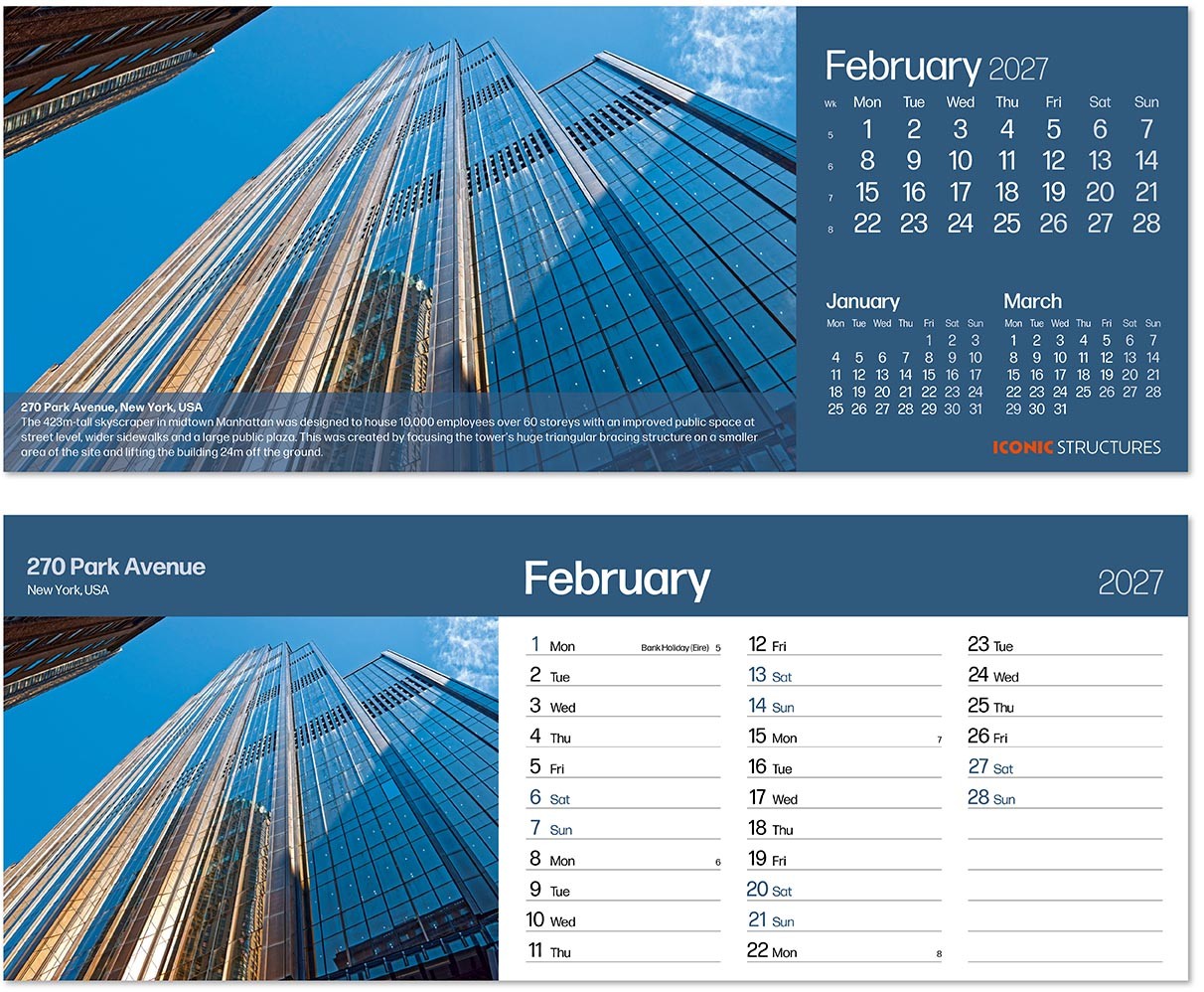 Iconic Structures Premium Lined Easel Desk Calendar