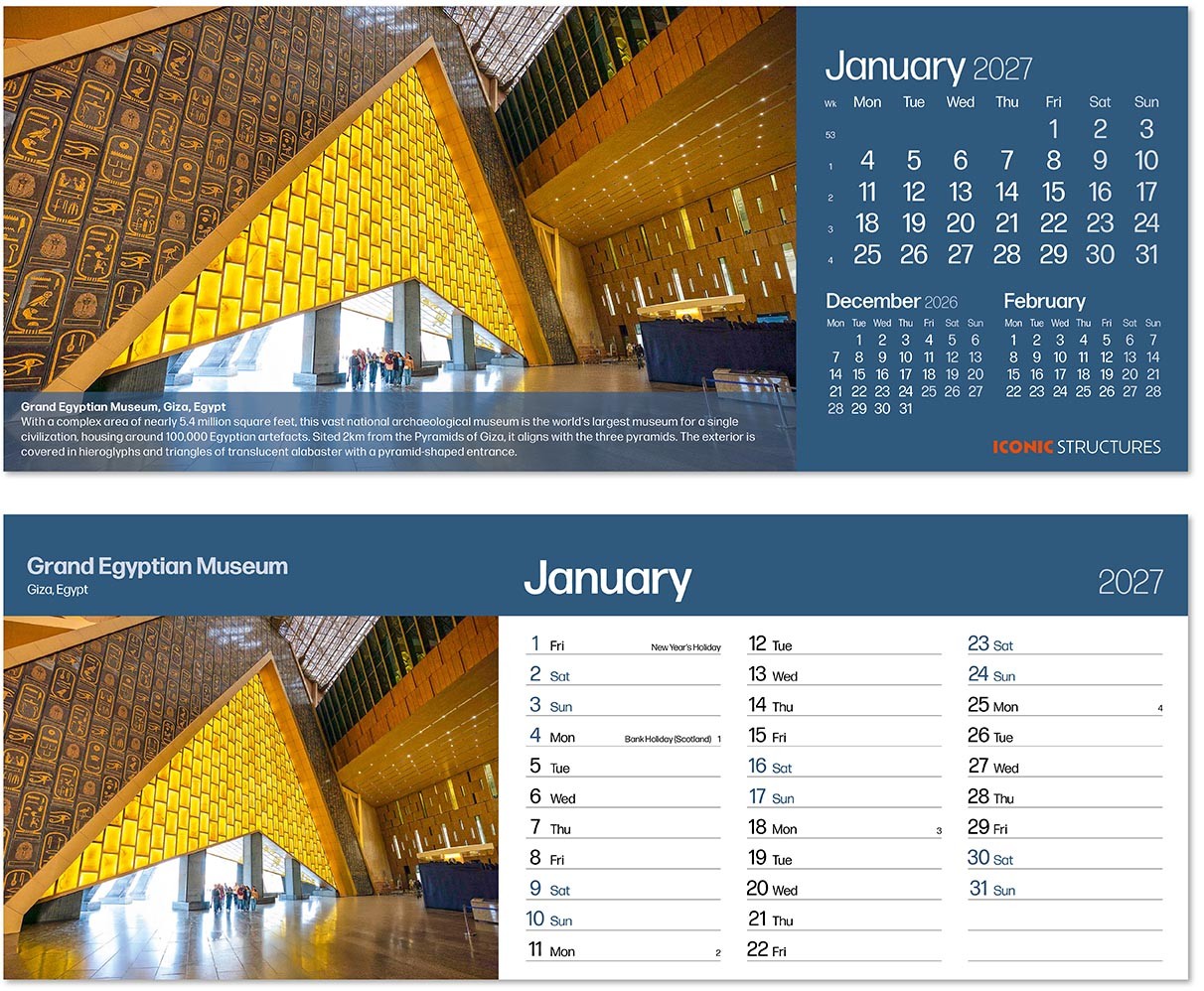 Iconic Structures Premium Lined Easel Desk Calendar