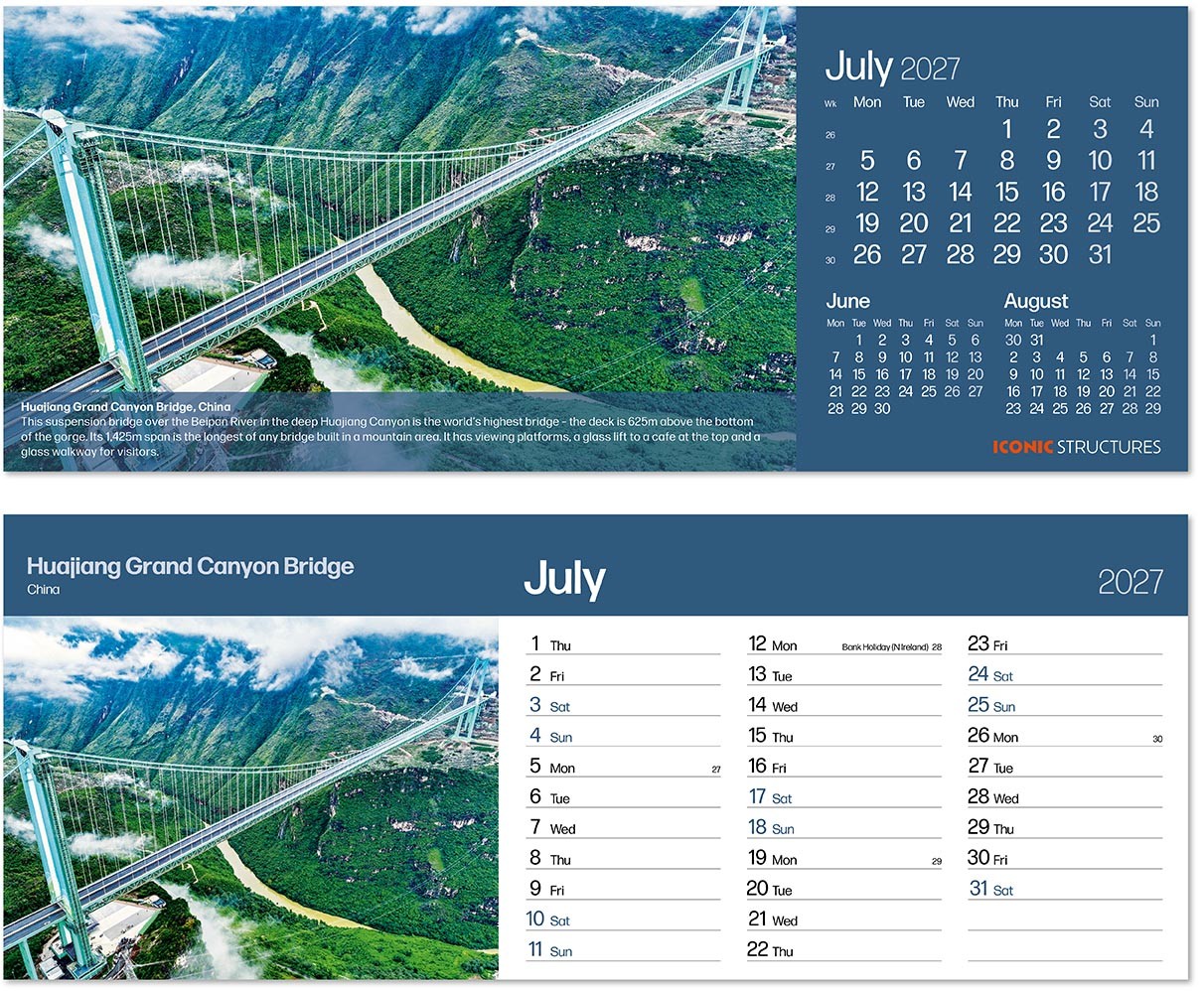 Iconic Structures Premium Lined Easel Desk Calendar