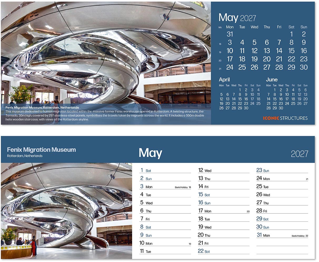 Iconic Structures Premium Lined Easel Desk Calendar