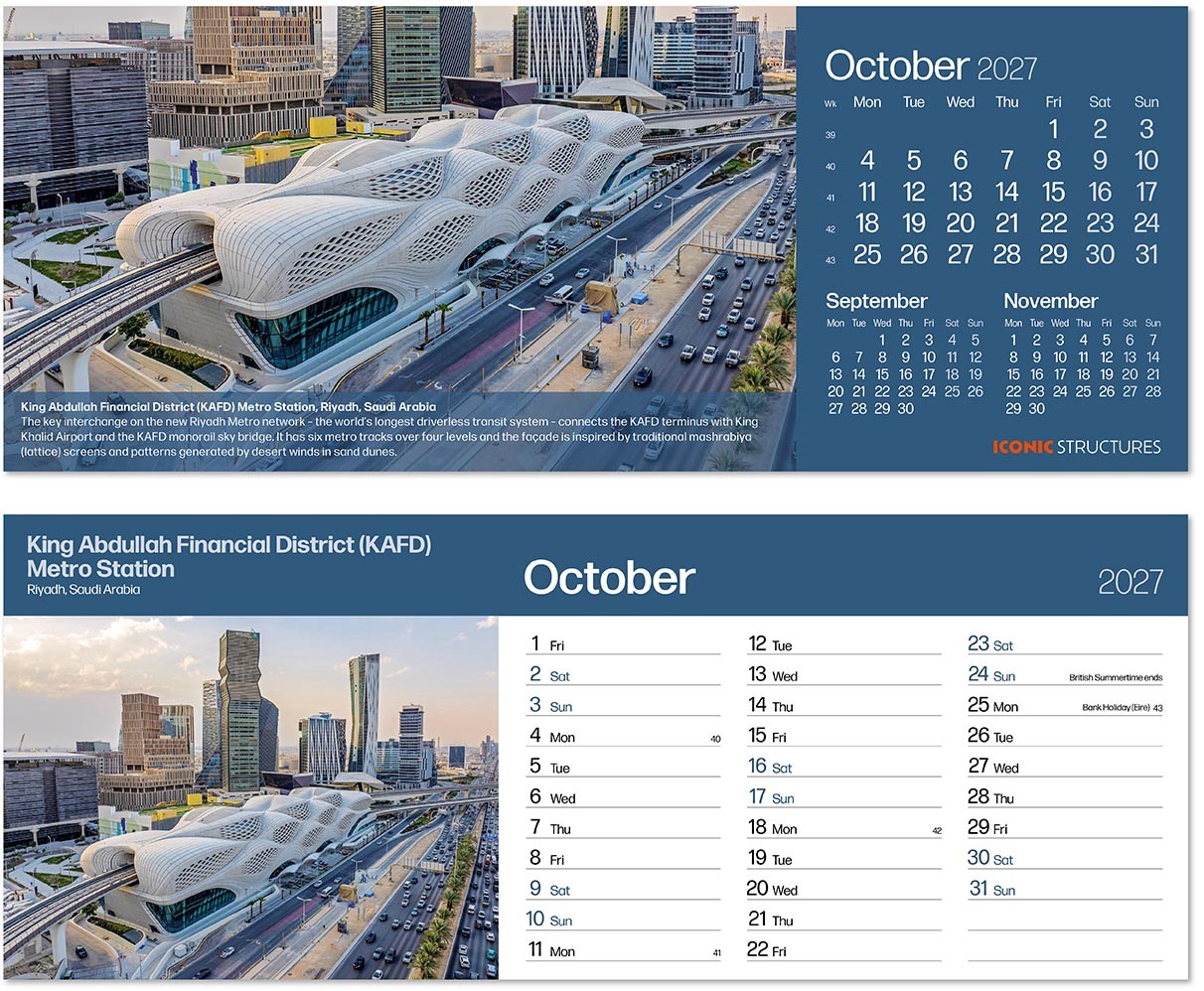 Iconic Structures Premium Lined Easel Desk Calendar