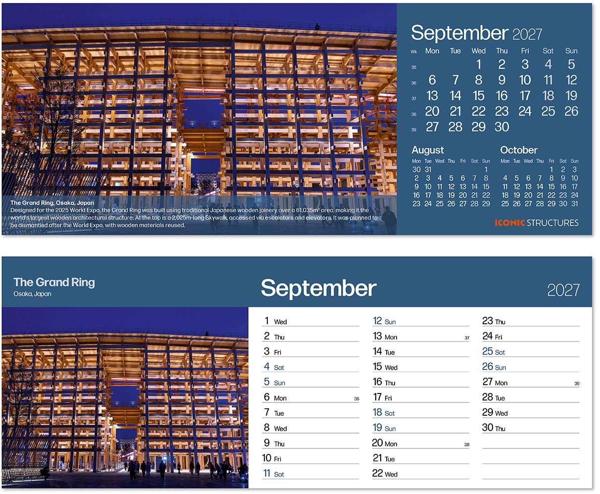 Iconic Structures Premium Lined Easel Desk Calendar