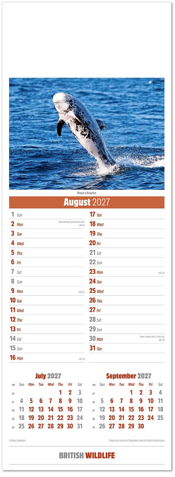 Slimline British Wildlife Calendar