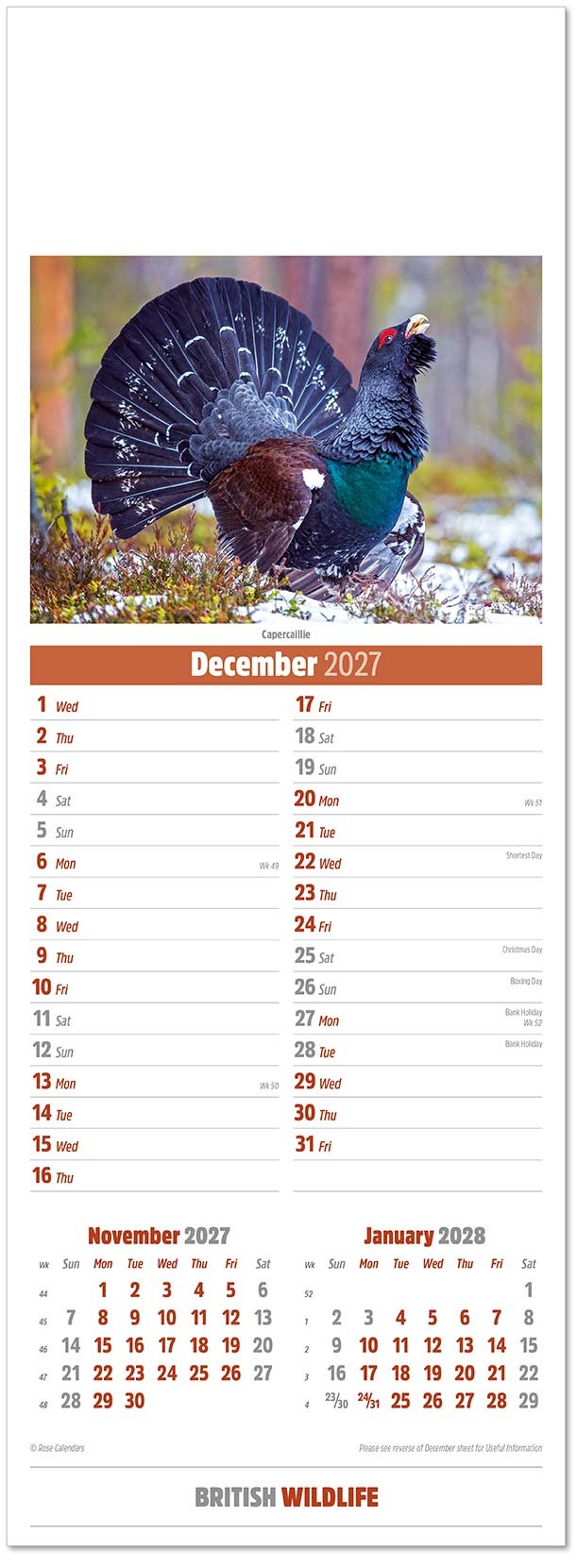Slimline British Wildlife Calendar