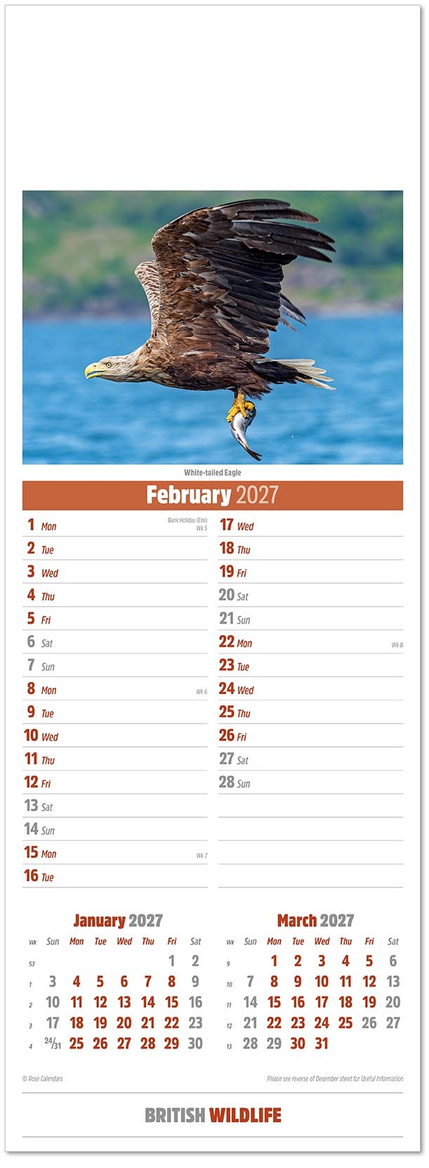 Slimline British Wildlife Calendar