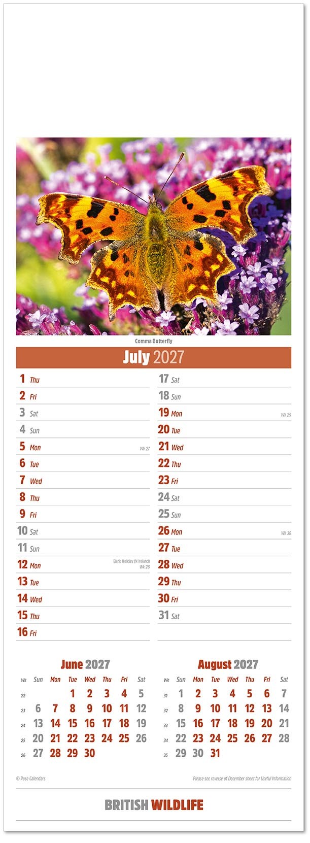 Slimline British Wildlife Calendar