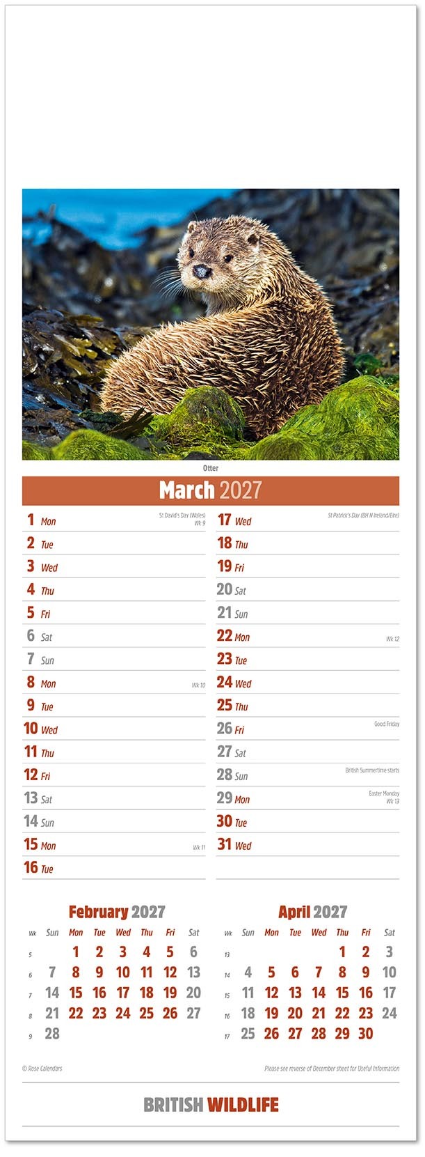 Slimline British Wildlife Calendar