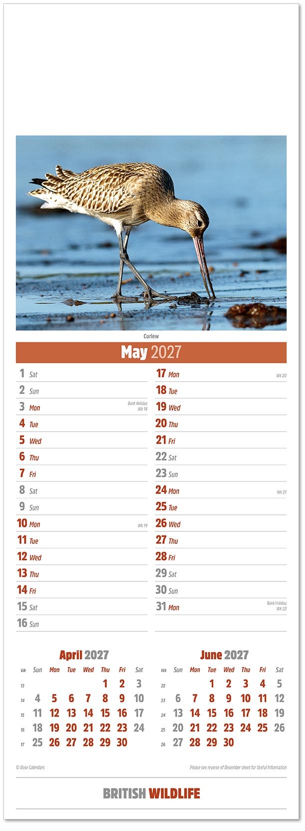 Slimline British Wildlife Calendar