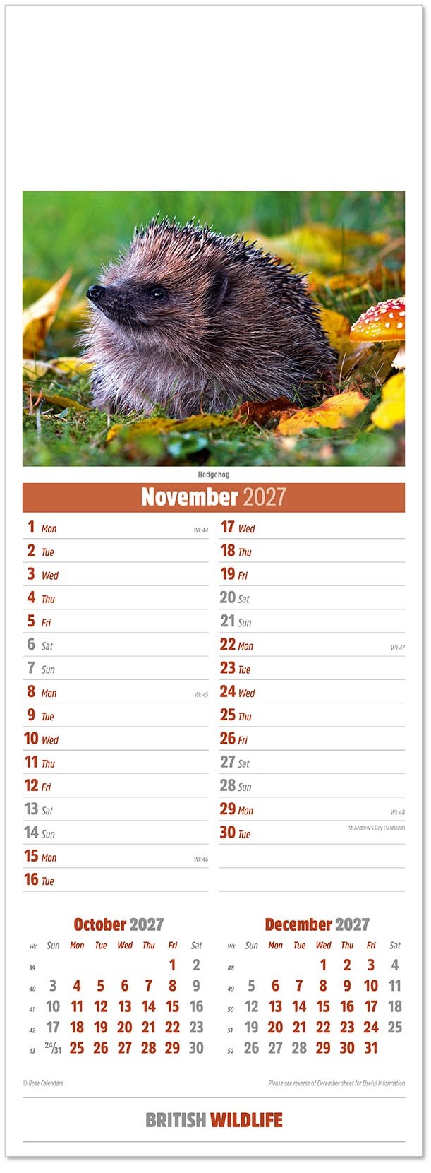 Slimline British Wildlife Calendar