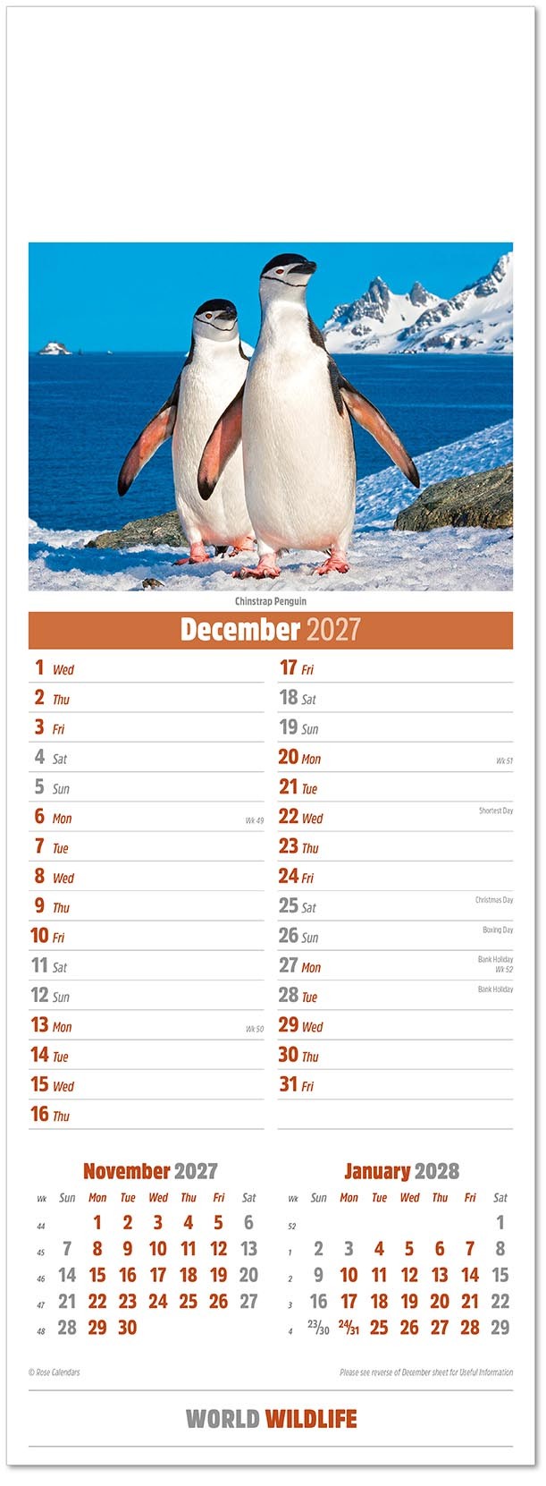 Slimline World Wildlife Calendar