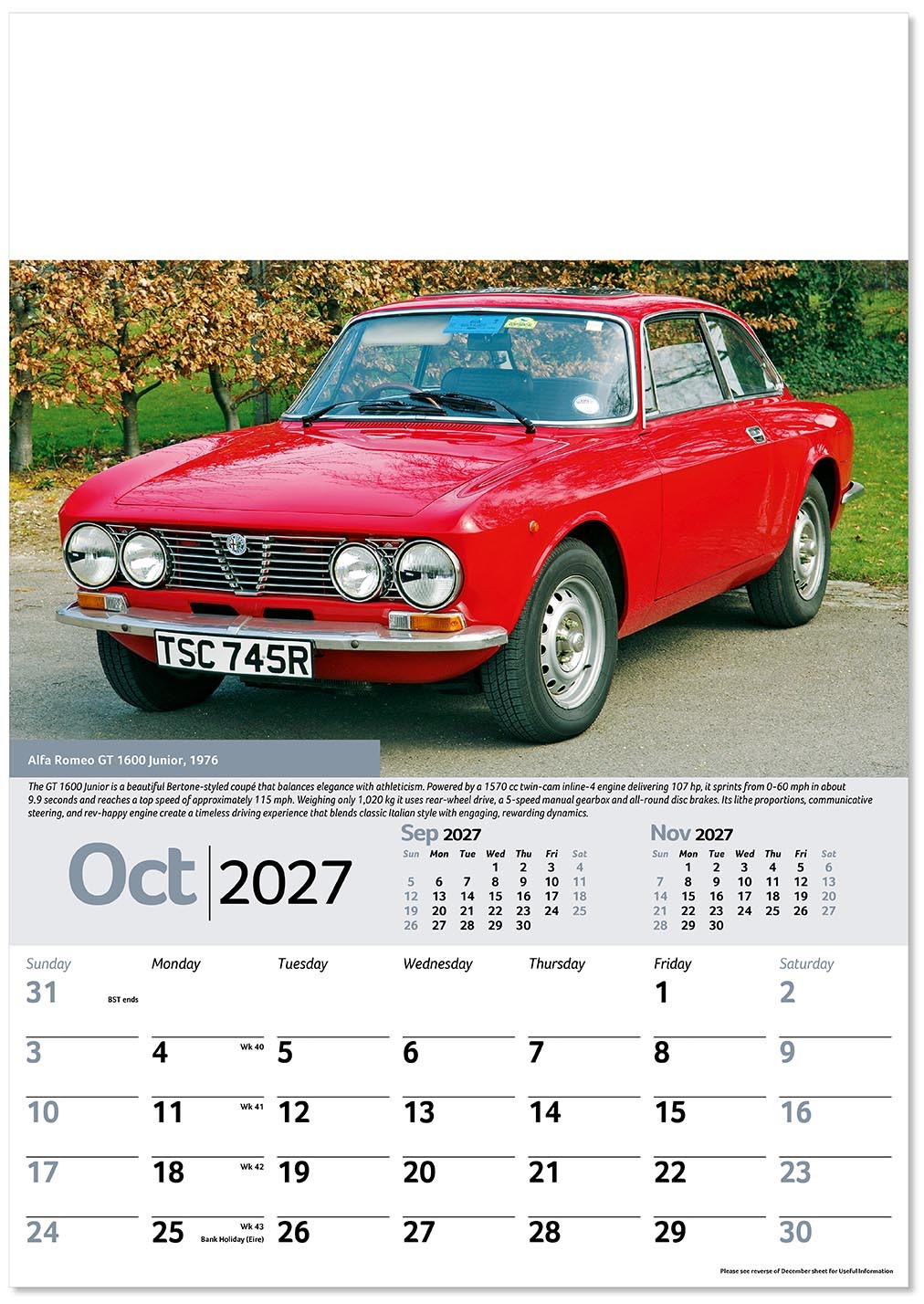 Collectors Cars Calendar